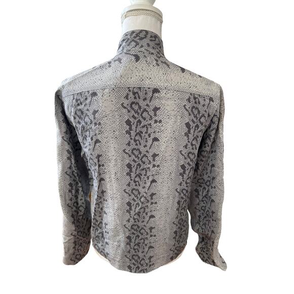Mel & Lisa Gray Silk Snake Print Jacket Blazer 4 - Picture 4 of 6